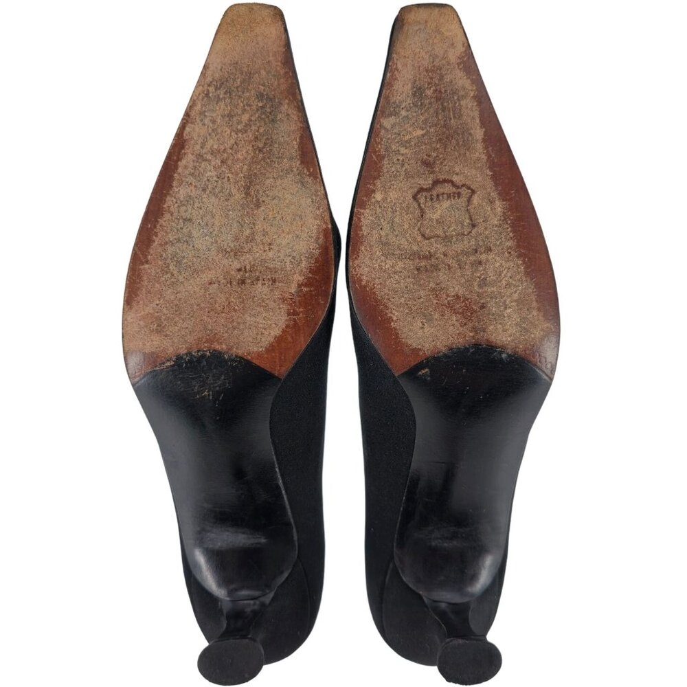 Stuart Weitzman Black Plissé Fabric Formal Pumps Womens 8.5AAA Dress Shoes Heels - Picture 2 of 14